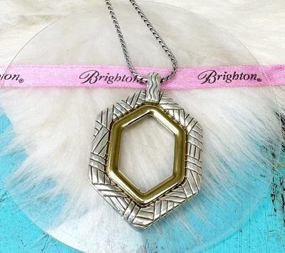 Brighton Deco Open Silver Gold Plate Removable Two Tone Pendant Necklace 34" - Image 1 of 4