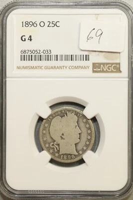 1896 O Barber Quarter 25c NGC G4 #2-033 - Image 1 of 2