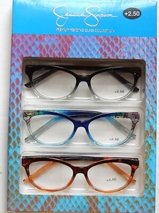JESSICA SIMPSON 3-PACK PREMIUM READING GLASSES READERS +1.50+2.00+2.50 NEW - Picture 1 of 5