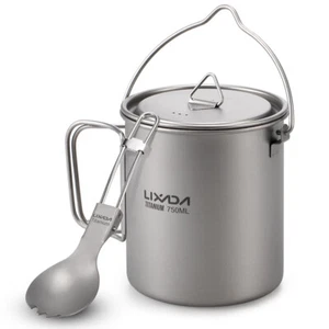 Lixada Lightweight Titanium 750ml Pot with Folding Spork for Outdoor O0Z7 - Picture 1 of 12