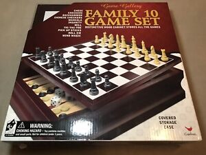 Cardinal Family 10 Games Set With Distinctive Wood Cabinet New Other