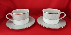 BLOCK SPAL Grey Dawn Platinum 2 Cups & 2 Saucers - Made in Portugal - Picture 1 of 8