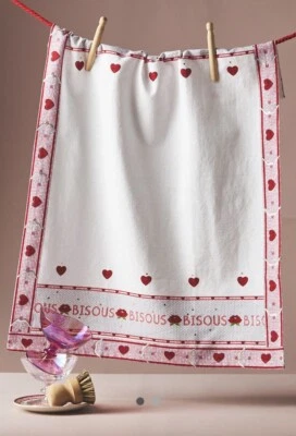 Anthropologie The Bistro Tile Valentines Edition Dishtowel Dish Tea Towel NWT - Image 1 of 4