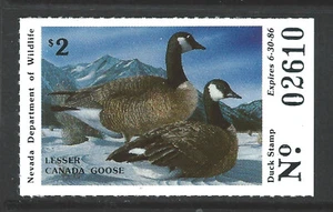 Bigjake: #NV-7,  $2.00 Lesser Canada Geese, 1985 Nevada Duck Stamp - Picture 1 of 2