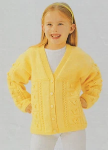 childrens v neck cardigan double knit knitting pattern COPY a57 - Picture 1 of 1