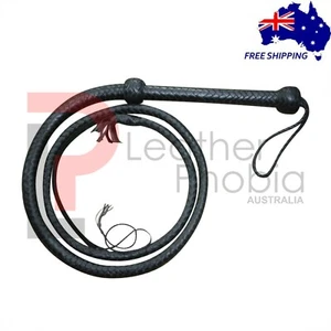 Genuine Leather BullWhip, 6 Feet Long 12 Plaited Heavy Duty Rope Core - Bild 1 von 5