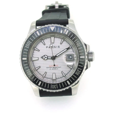 Reloj mecánico automático Parnis Miyota 41 mm para hombre correa de goma negra impermeable Foto 1 de 4