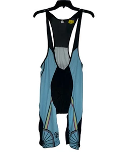 Canari Men's Cycling Bib Short Black Blue Size Large Polyester 12" Inseam Logo - Picture 1 of 3