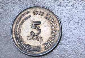 1972 Singapore 5 Cents Snake Bird - Picture 1 of 2