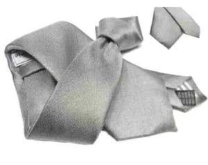 Cravate Homme Couleur Unie en Soie Effet Métal Gris Soie Made IN Italy Cangia - Imagen 1 de 7
