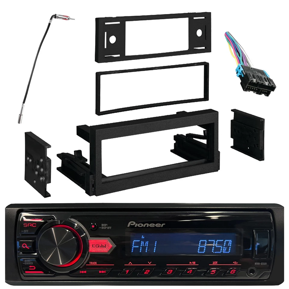 Pioneer Single-DIN MP3 Receiver, GM Cars Install Kit, Harness, Antenna Adapter - Image 1 of 4