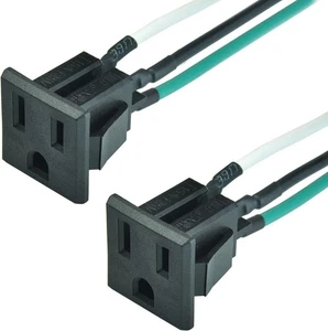2pcs 15A panel mount outlet female connectors with 14awg wire - Picture 1 of 5