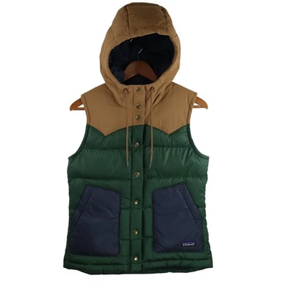Chaleco con Capucha Patagonia Down Bivy Para Mujer Pequeño Verde Azul Chaqueta Puffer Aislada Foto 1 de 4