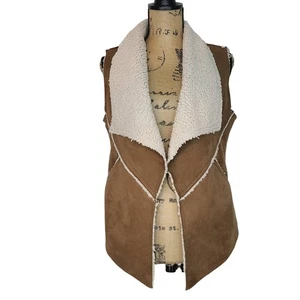 Sanctuary Western Faux Suede Sherpa Fleece Vest Size Small - Picture 1 of 8