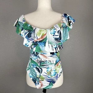 La Blanca In The Moment Ruffle Off Shoulder One Piece Swimsuit Size 8 Floral - Picture 1 of 11