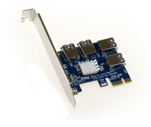 Carte de réplication PCIe 1x 4 ports USB3 - Pour Riser PCIe bitcoin mining - Picture 1 of 2