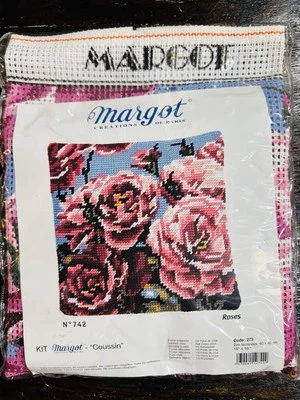 Printed Needlepoint KIT BUCILLA Roses (NIP) MARGOT # 742 - Image 1 of 2