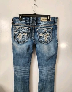 Rock Revival Sapphire Boot Cut Jeans Size 33 Flap Pockets Mid Rise - Picture 1 of 11