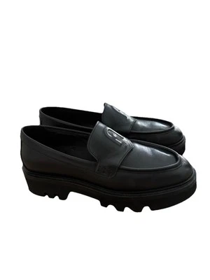 Furla Arch Logo Chunky Loafers Black Calf Leather Slip On Designer Au 10 Eu 41 - Image 1 of 4