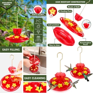 Alimentadores para colibríes para exteriores a prueba de hormigas abejas a prueba de fugas 7 onzas de goma de plástico - Imagen 1 de 8