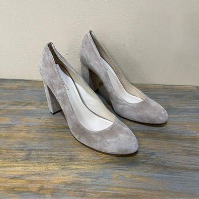 Sandalias Nine West Leroux Gamuza Tacón Grueso Beige Carrera Fiesta Mujer 8 Foto 1 de 4