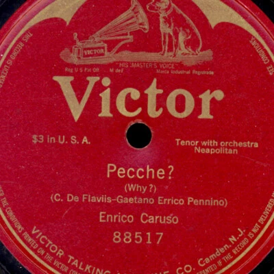 ENRICO CARUSO Pecche?   -Neapolitan Song-    Victor  Schellackplatte 78rpm G4192 - Bild 1 von 2