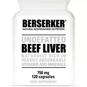 BERSERKER Desiccated Beef Liver 750mg Capsules | NATURAL SOURCE OF ENERGY - Picture 1 of 5