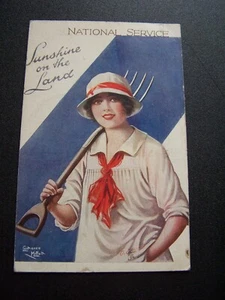 National Service WW1 Land Girl Vintage Tuck Postcard 3120 Laurence Miller 1918 - Picture 1 of 2