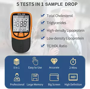 5-in-1-Lipid-Testkit, 30 Lipid-Teststreifen, Cholesterin-Testkit für Zuhause - Bild 1 von 10