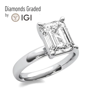 4.05Ct EVVS2 IGI Cert Emerald Lab Grown Diamond Engagement Ring Platinum - Picture 1 of 4