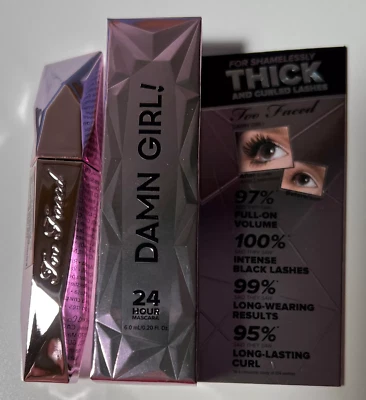 Too Faced Damn Girl! 24 Hour Mascara 0.20 fl.oz. Travel Size New in Box - Image 1 of 2