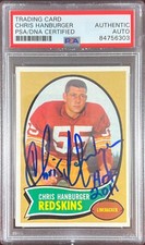 Chris Hanburger auto inscribed 1970 Topps #93 card PSA Encapsulated Washington