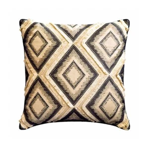 Square Couch Cushion Cover Ivory 16"x16", Bed Decor Cotton - Moroccan Flavor - Picture 1 of 3