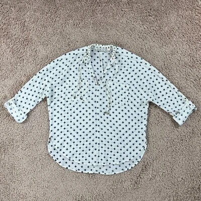 Top campesino manga lengüeta enrollable cuello en V ajustado boho para mujer ABERCROMBIE FITCH XS Foto 1 de 4