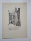 Old Vintage Cambridge Drawing Sketch Print 1913 Clare Gates and King's Chapel