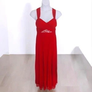 Maxi Vestido de Boda de Verano Plisado Corte Floral Rojo Betsy & Adam Talla 8 - Imagen 1 de 10