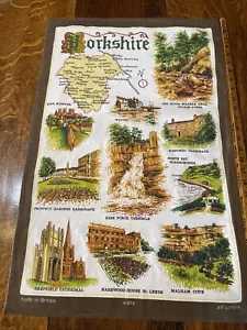 Toalla de té de algodón vintage Yorkshire atracciones hecha en Gran Bretaña - Imagen 1 de 7