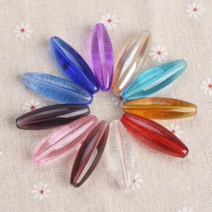 5pcs 40mm Long Oval Shape Glossy Crystal Glass Loose Beads for Jewelry Making - Picture 1 of 19