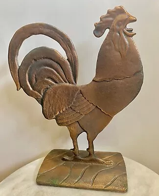 Vintage Large Bronze Rooster Chicken on base Doorstop Farmhouse Decor Heavy - Image 1 of 4