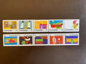 Canada Stamps - 1970 5c & 6c CHRISTMAS 2 Se-tenant Strips of 5 (UT 523a/528a) - Picture 1 of 1