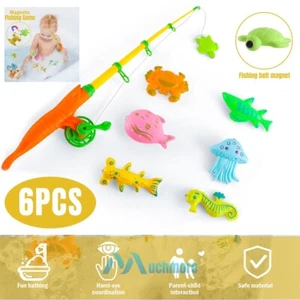 Toddler Toys Magnetic Fishing Rod & 6 Bath Toy Fishes For Kids Toddlers Children - Picture 1 of 14