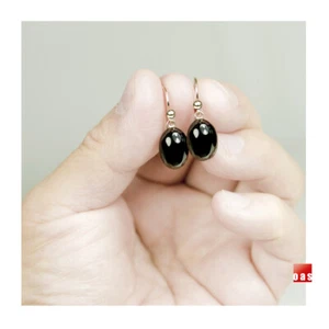 18k 14k Reines massives Gold Natürlicher Onyx "Beere" Designer Ohrringe Haken & Hebelrücken - Bild 1 von 11