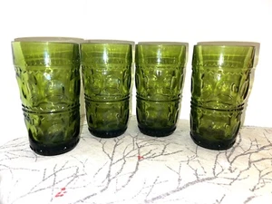 Colony Indiana Glass COLOR CROWN Green Glasses (4) Thumbprint - Picture 1 of 5