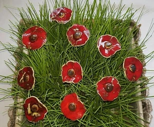 Keramik Blumen,10 Stück, Blüten Stecker, Muttertag Geschenk , Handgemacht - Bild 1 von 2