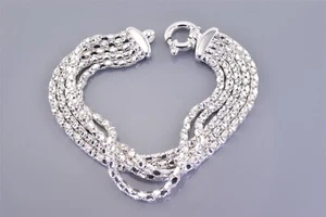 "Brazalete Clast 925 Grueso Plata Esterlina Multi Hebras Italia 20g 7" - Imagen 1 de 5