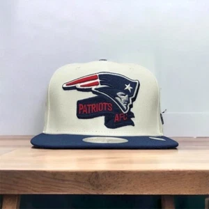 New Era 59 Fifty NE Patriots AFC Fitted Flat Bill Hat Cap Size 7 1/8 White Navy - Picture 1 of 13