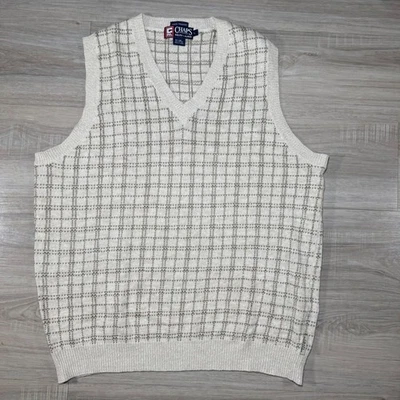 Vintage Chaps Ralph Lauren Linen Plaid Knit Sweater Vest Hand Framed Size Large - Image 1 of 4