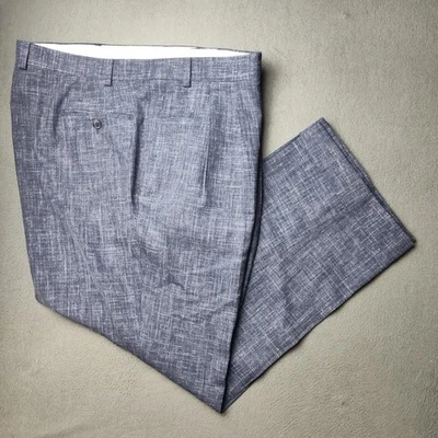 Pantalones de vestir Jack Victor 1913 para hombre 44x30 azul lana seda lino plisado Michael Foto 1 de 4