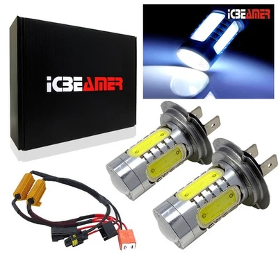 H7 LED COB 12V 11W Xenon White Fit High Beam Fog Light Bulbs DRL Cable A412 - Image 1 of 4