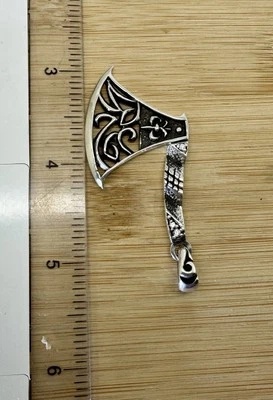 大号 AXE VIKING CELTIC 3D 吊坠纯银男式 Fleur de lis 925 印章 — 第 1/4 张图片